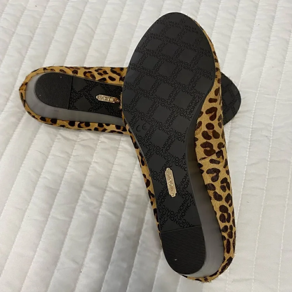 Vionic Antonia Leopard Wedge Heel Calf Hair Size 7.5